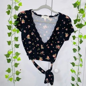 No Comment NY•LA Crop/Tie Shirt